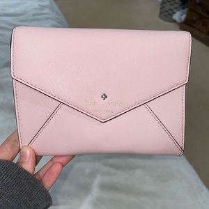 Blush envelope clutch with strap
